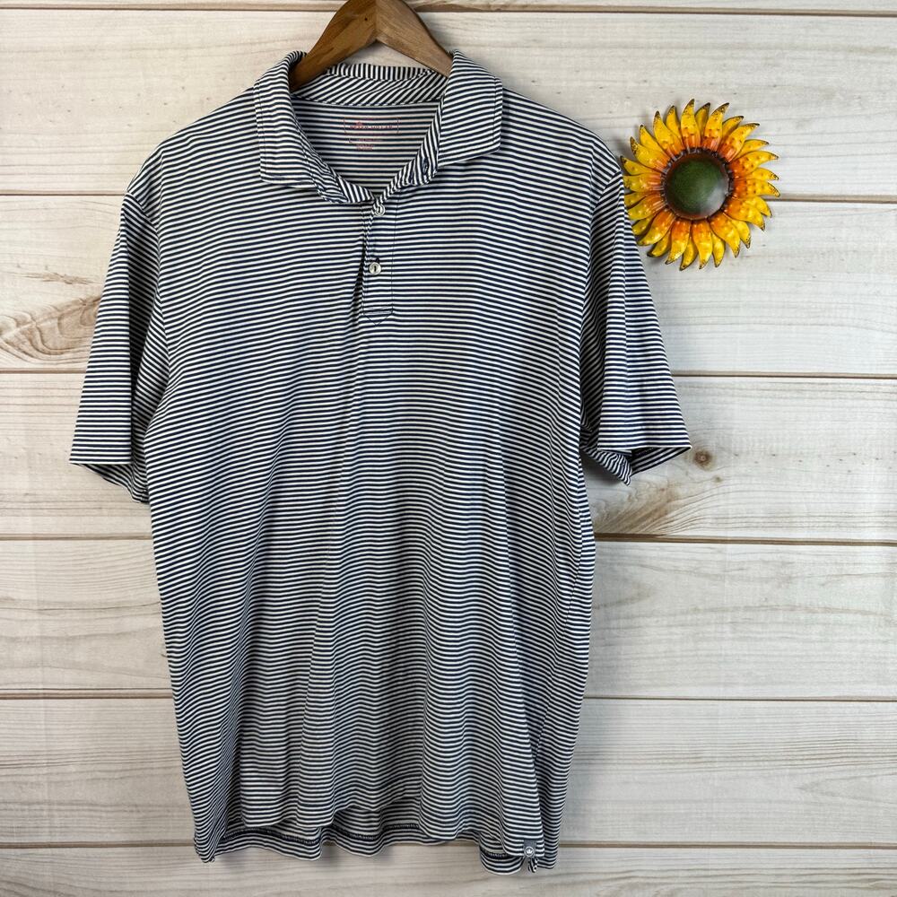 Peter Millar Men's Large Striped Short Sleeve Polo Shirt 100%‎ Pima Cotton